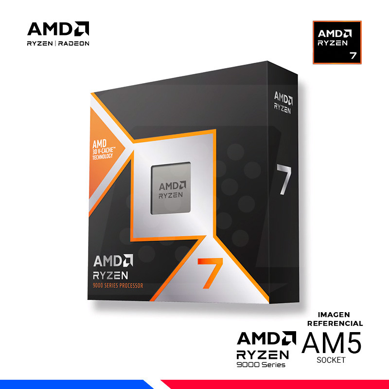 PROCESADOR NUEVA GENERACIÓN AMD RYZEN 7 9800X 3D, 8 NÚCLEOS 16 HILOS 4.7GHZ, TURBO 5.2GHZ Y 96MB DE 3D V-CACHE SOCKET AM5, 5 NANOMETROS