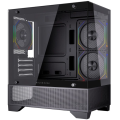 	GABINETE GAMING CON 3 VENTILADORES RGB PREPARADO PARA GESTIÓN DE CABLES, CON VENTANA DE CRISTAL TEMPLADO *puede variar de acuerdo a existencias*