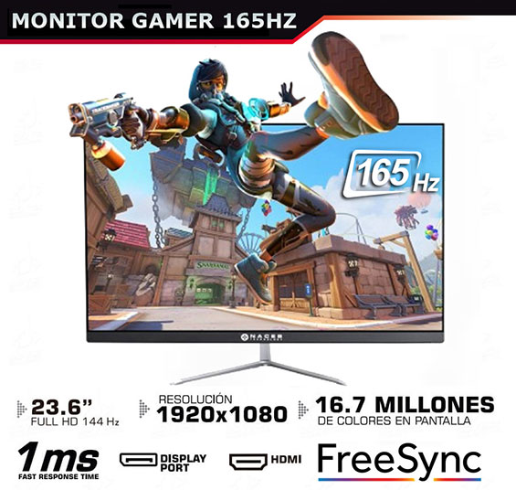 MONITOR GAMING DE 23.8 PULGADAS, LED,  RESOLUCIÓN FULL HD 1920 X 1080, 180HZ, 1MS, DISPLAYPORT, FREESYNC