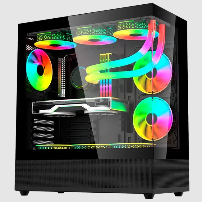 GABINETE GAMING PROFECIONAL CON 3 VENTILADORES RGB, BUEN FLUJO DE AIRE, PREPARADO PARA GESTIÓN DE CABLES, CON VENTANA DE CRISTAL TEMPLADO (El modelo puede variar según existencias)