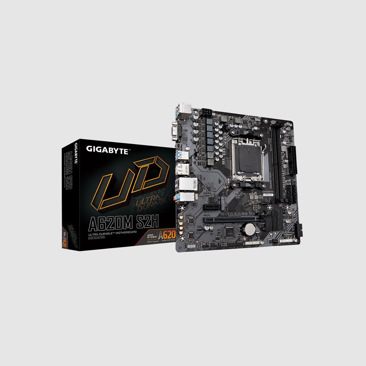PLACA BASE AMD A620 SOCKET AM5 CON USB 3.1, SATA-3 DE 6GB/S, HASTA 64GB DE MEMORIA RAM DDR5, PCI EXPRESS 3.0, RED LAN DE ALTA VELOCIDAD, CONEXIÓN M.2, SALIDA DE AUDIO Y MICRÓFONO 3.5MM