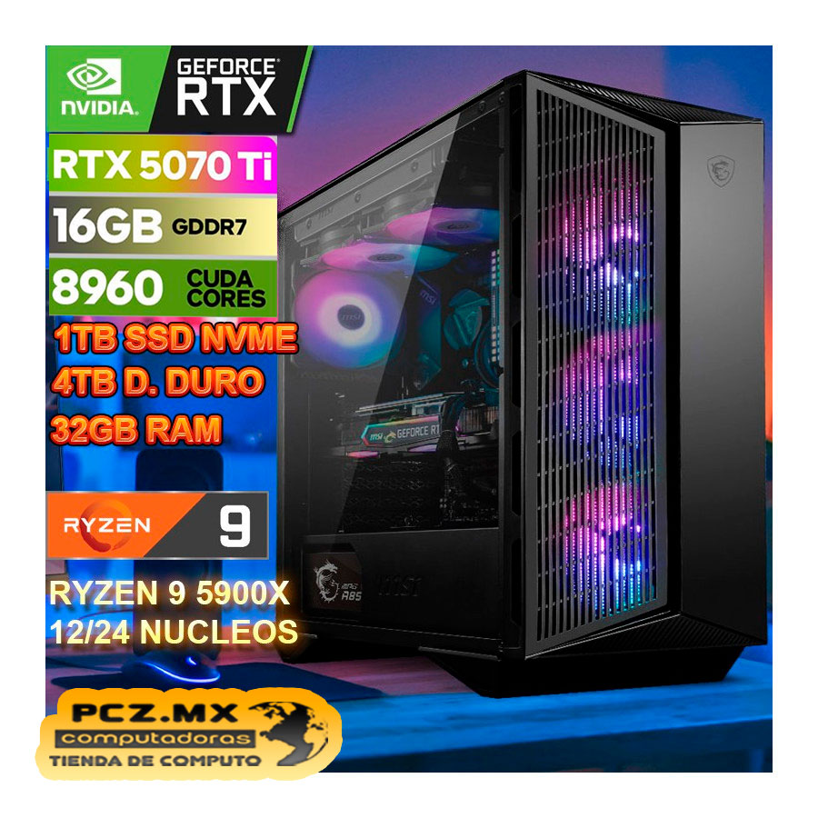 CPU GAMER AMD RYZEN 9-5900X; Muestra de un equipo gamer.