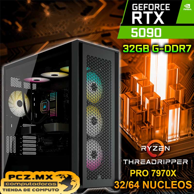 PC RYZEN PRO 7970X 32/64; Presentación de un monitor gamer con sus especificaciones.