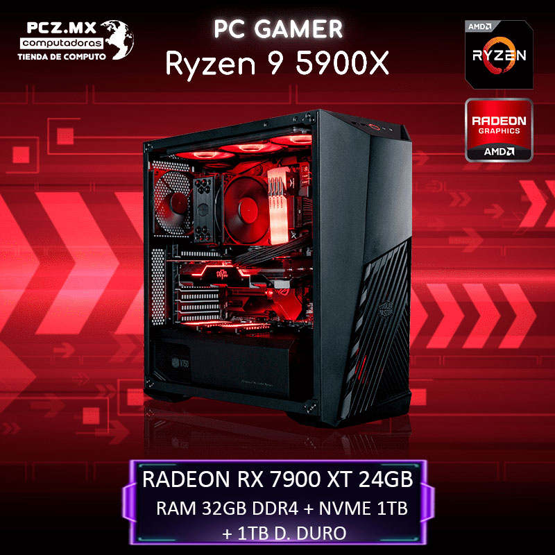 PC RYZEN 9-5900X; Un equipo con un procesador AMD Ryzen 9 5900X nueva generación.