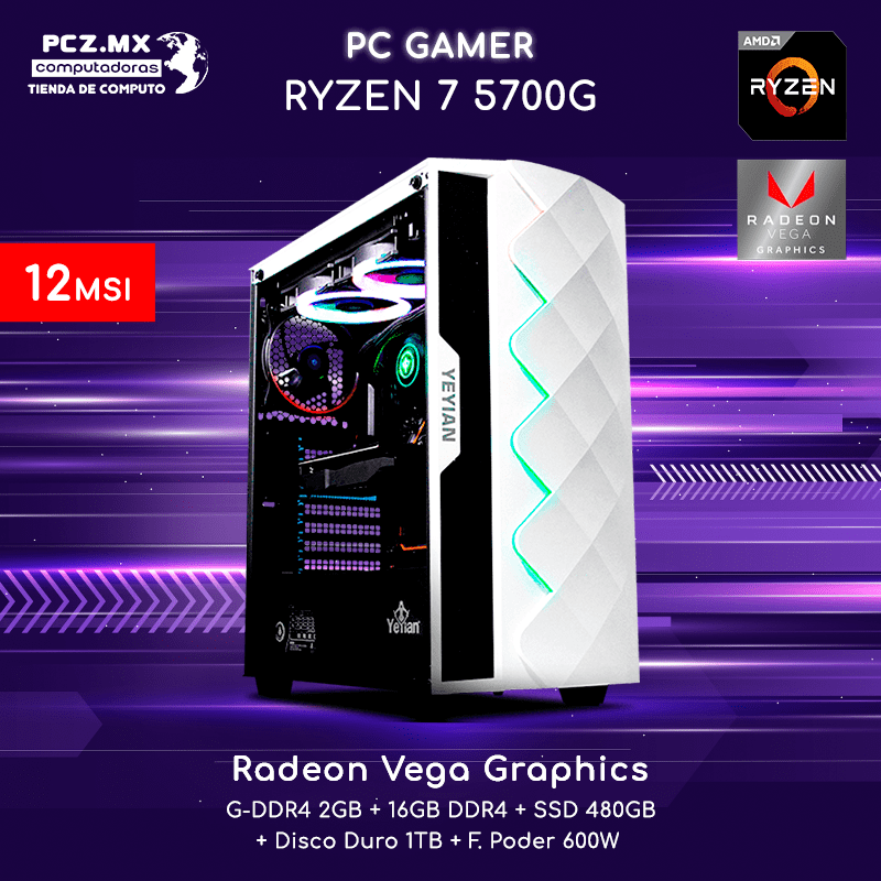 PC Gamer Ryzen 75700G  AMD Radeon Vega 7  PCZ.MX 💻