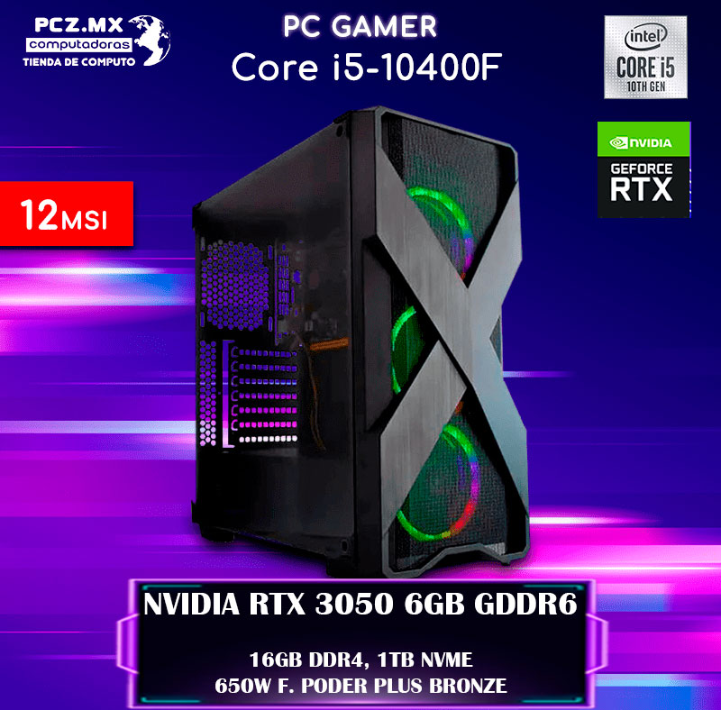 pc gamer core i5 1400F tarjeta gráfica gtx-1650