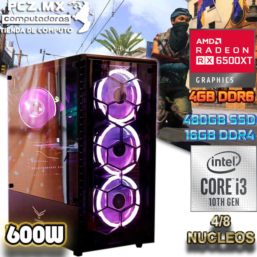 CPU GAMER CORE I3 4/8 NUCLEOS RX 6500 XT 4GB