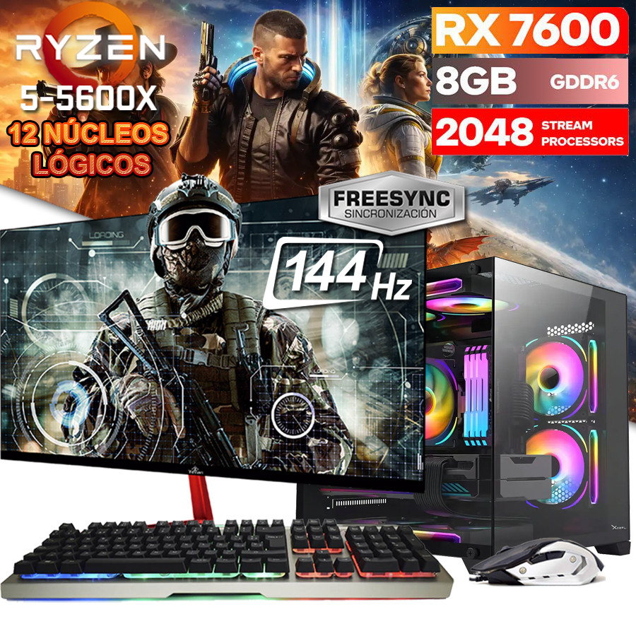 PC GAMER RYZEN 5 5600X; Exhibición de un equipo gamer.