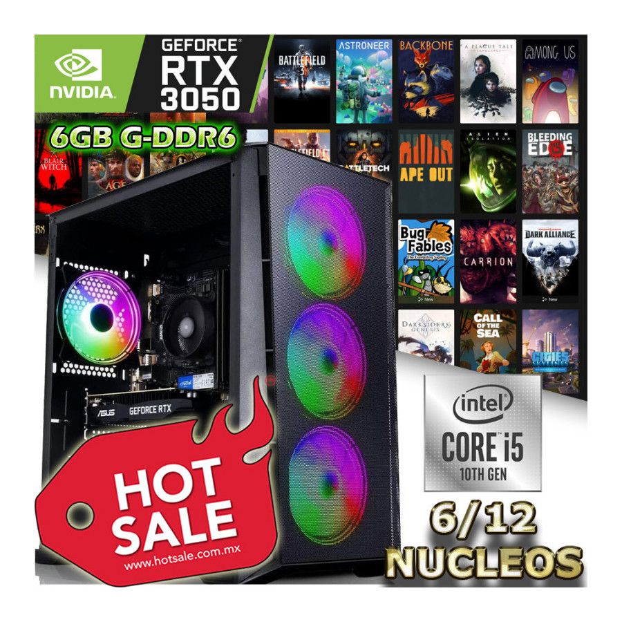 PC gamer core I5-10400; Nueva computadora gamer con 6 núcleos y tarjeta de vídeo.