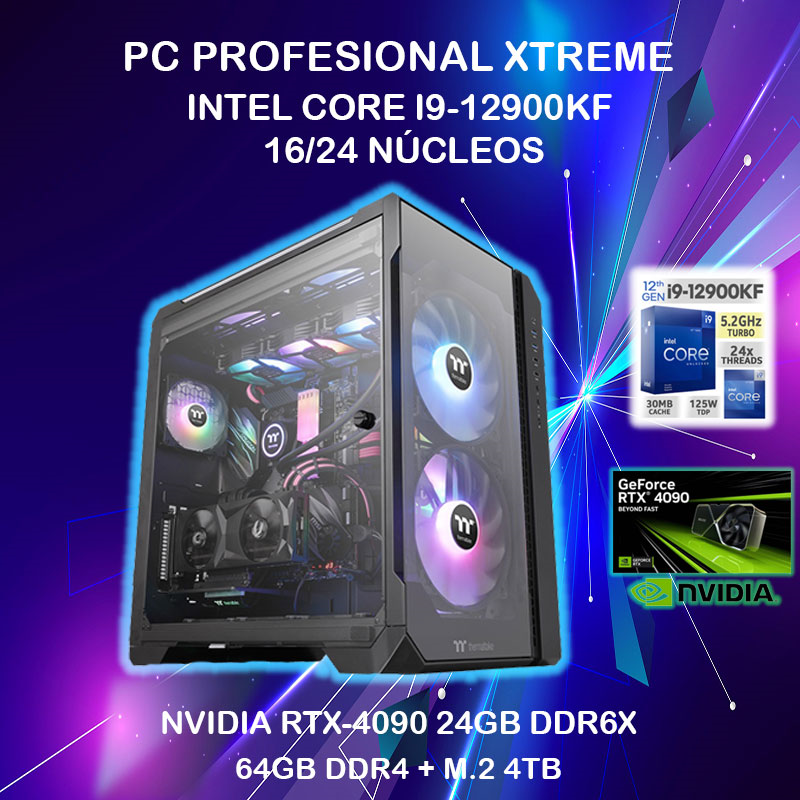 PC PROFESIONAL XTREME INTEL CORE I9-12900KF 16/24 NUCLEOS NVIDIA RTX-4090