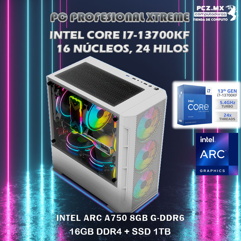 PC CORE I7-13700K 16/24 NÚCLEOS GRAFICA INTEL ARC A750 8GB 256BITS NVME 2TB 64GB 