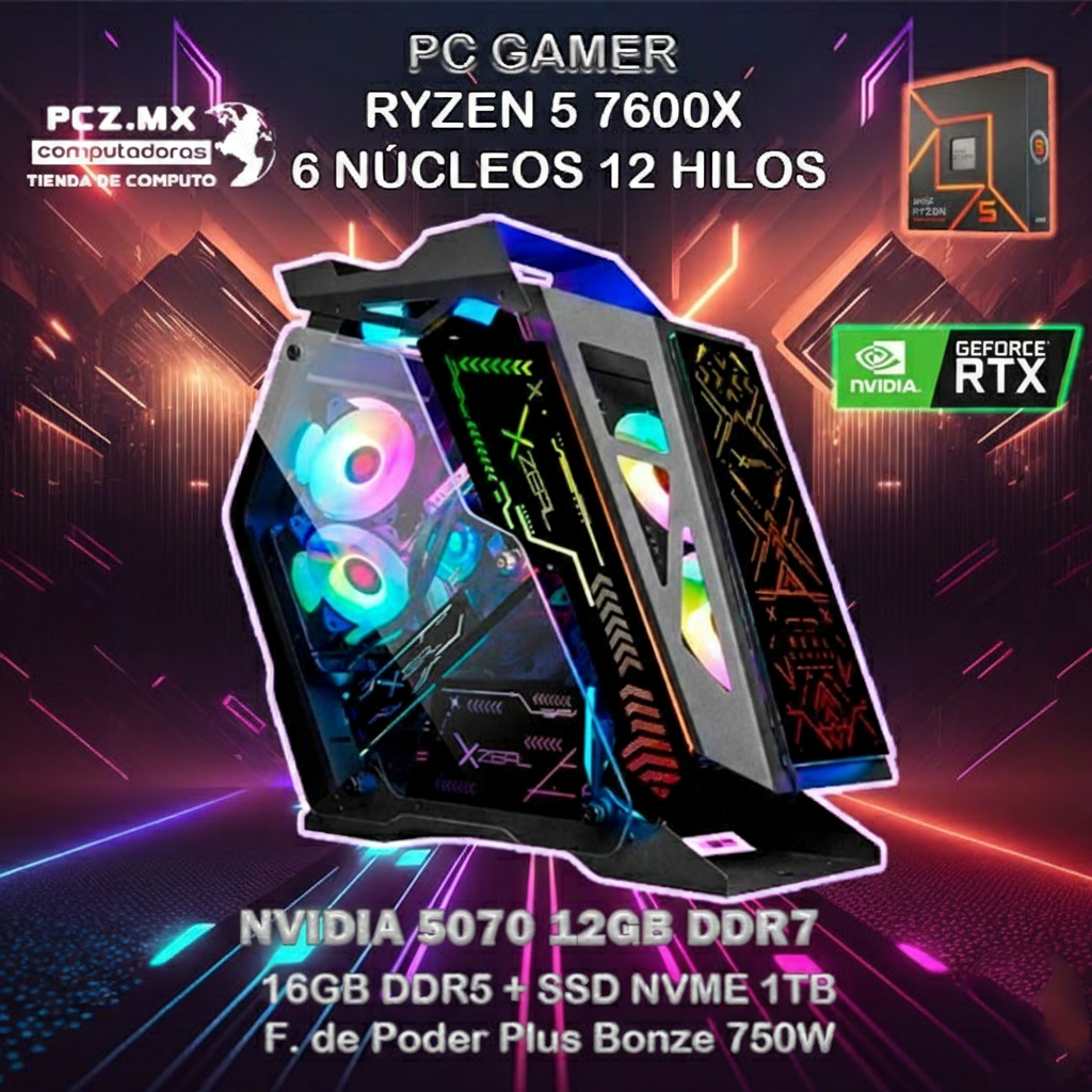 PC GAMER RYZEN 5-7600X; Representación de un monitor gamer.