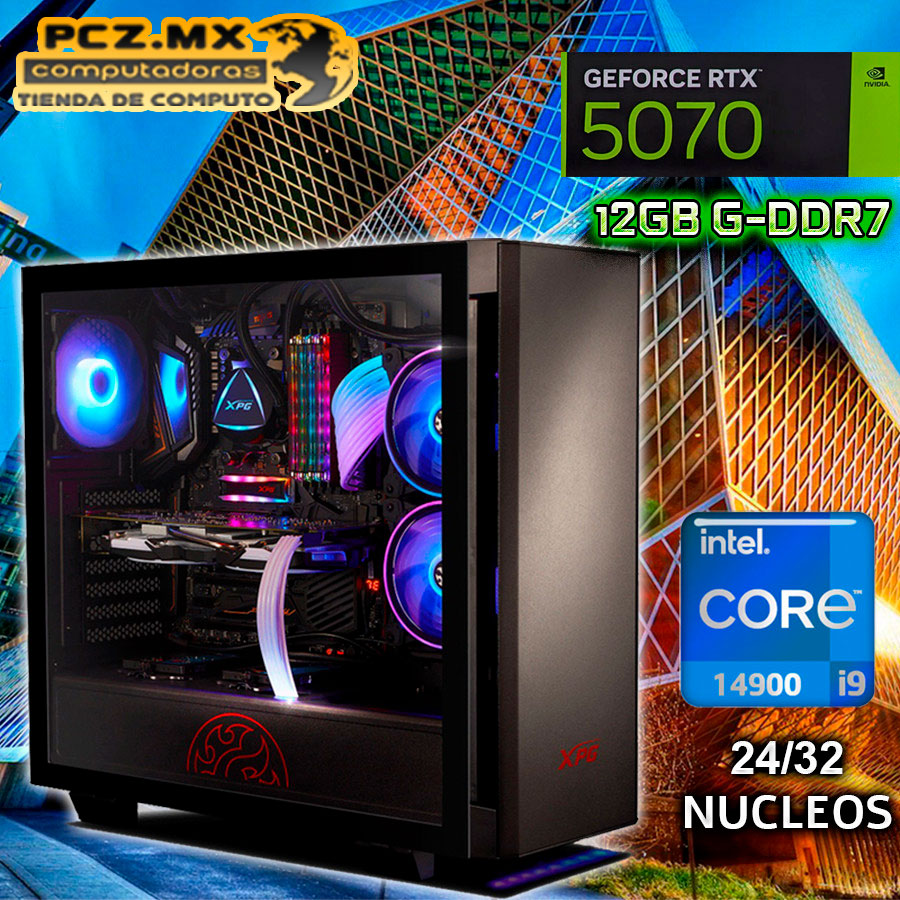 PC CORE I9-14900; Vista de un monitor gamer para diseñar y jugar.