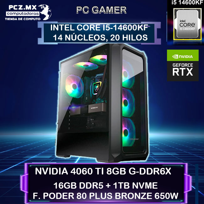 PC CORE I5-14600KF 14/20 NÚCLEOS NVIDIA RTX-4060TI