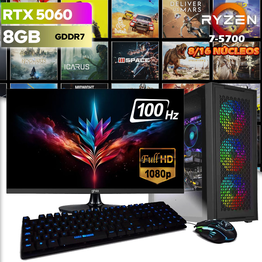 PC GAMER RYZEN 7 8/16 NÚCLEOS NVIDIA RTX-5060