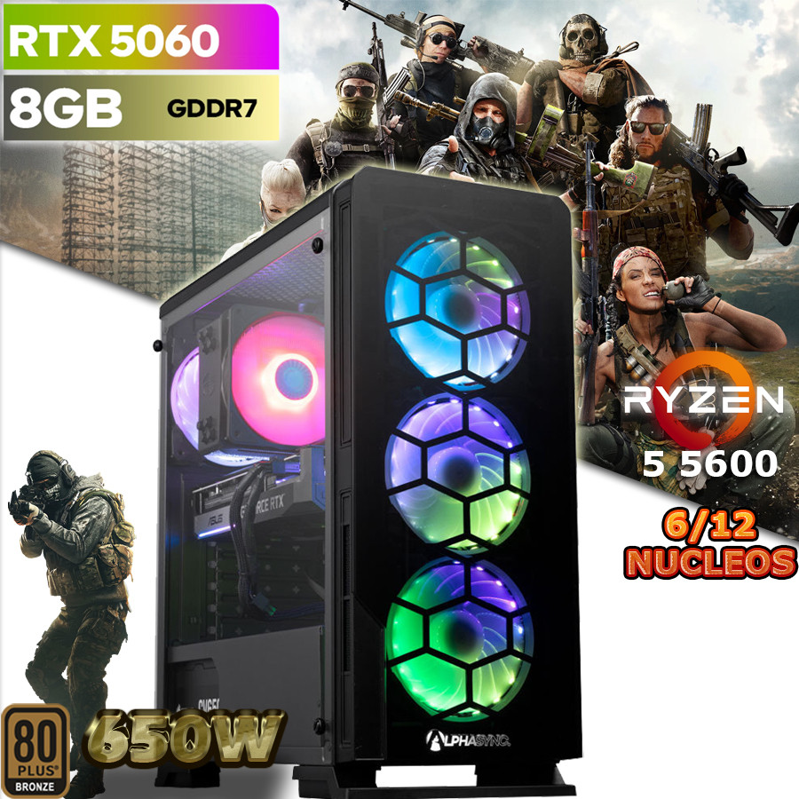PC GAMER RYZEN 5 5600 NUEVA 8/16 NÚCLEOS NVIDIA RTX-5060