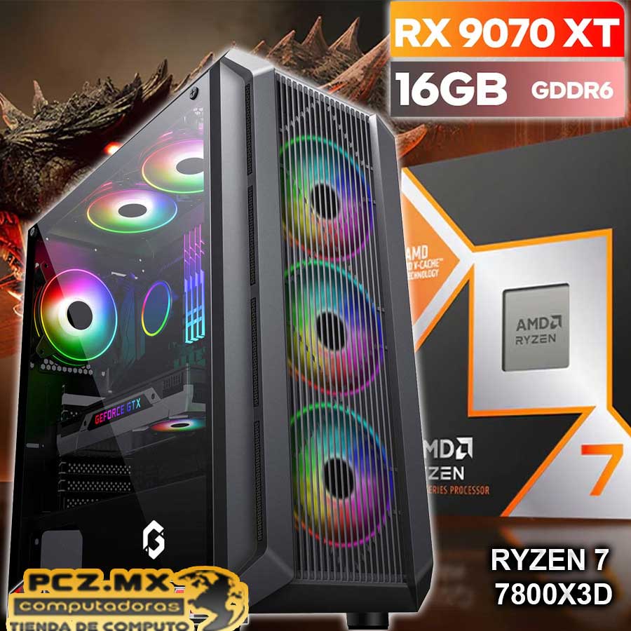 PC GAMER NUEVA RYZEN 7 7800X3D 8/16 NÚCLEOS RADEON RX 9070 XT 16GB